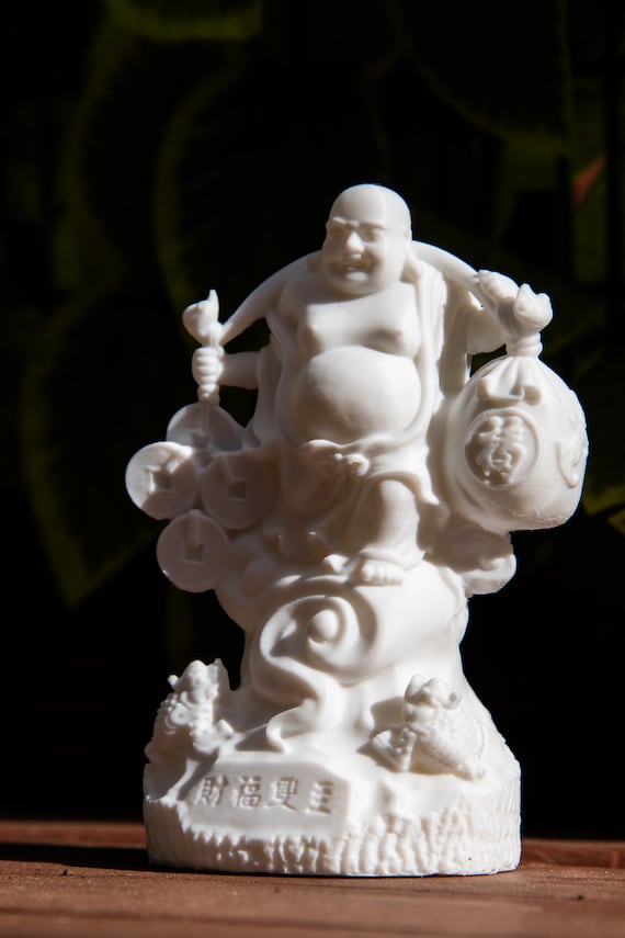 Laughing Buddha Statue - Feng Shui Fortune Decor, Gift for Him, Best Prosperity Symbol, Perfect Home Office Decor
