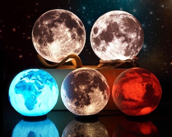 Moon Lamp, 3D Printed Night Light, Minimalist Bedroom Decor