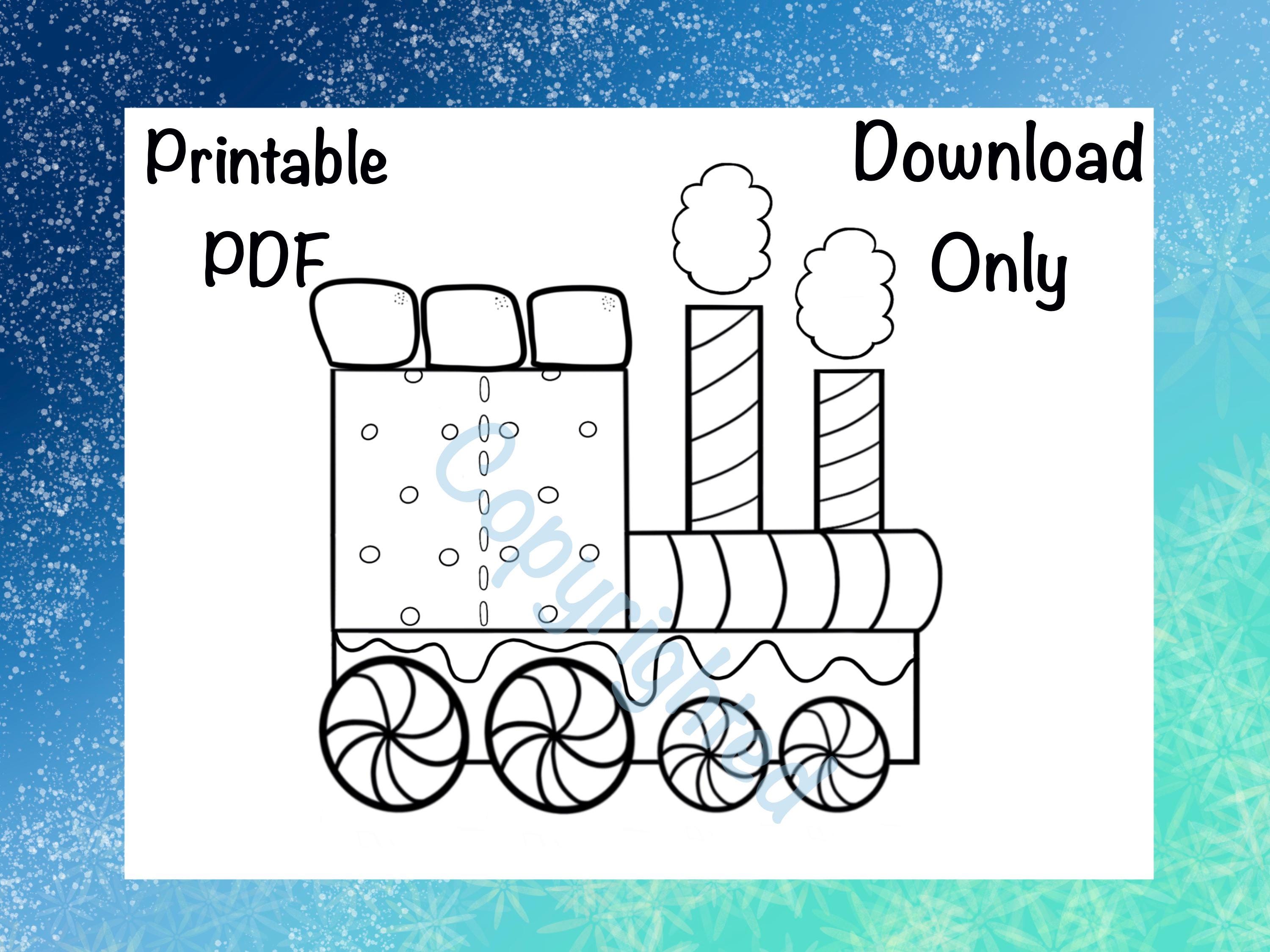 All Aboard the Bonbon Express Train Coloring Sheet Page, Bold & Easy ...