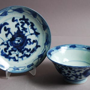 A Chinese blue and white porcelain tea set with cup and saucer from Jiaqing-Dauguang reign, Qing dynasty, ca.1830, 19th century