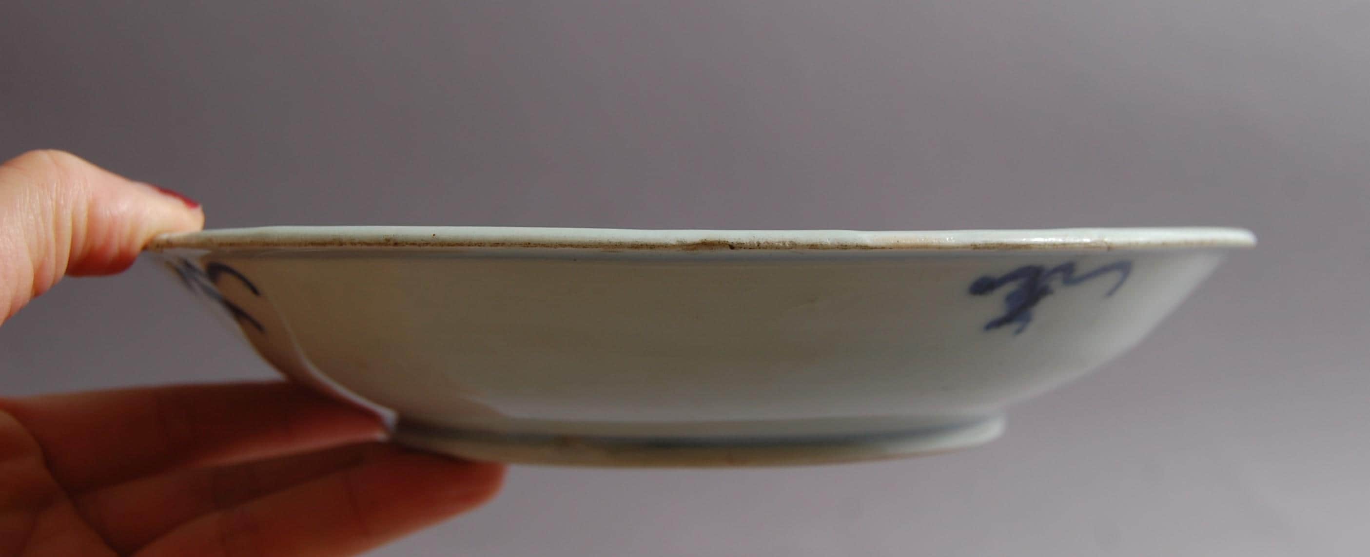 19 世紀、清朝時代の美しい中国の青白磁の皿。1820 年頃、福建省の窯で