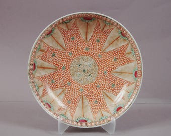 A Qing dynasty over-glazed enamel painted polychrome dish plate, Qianlong period, 18th century