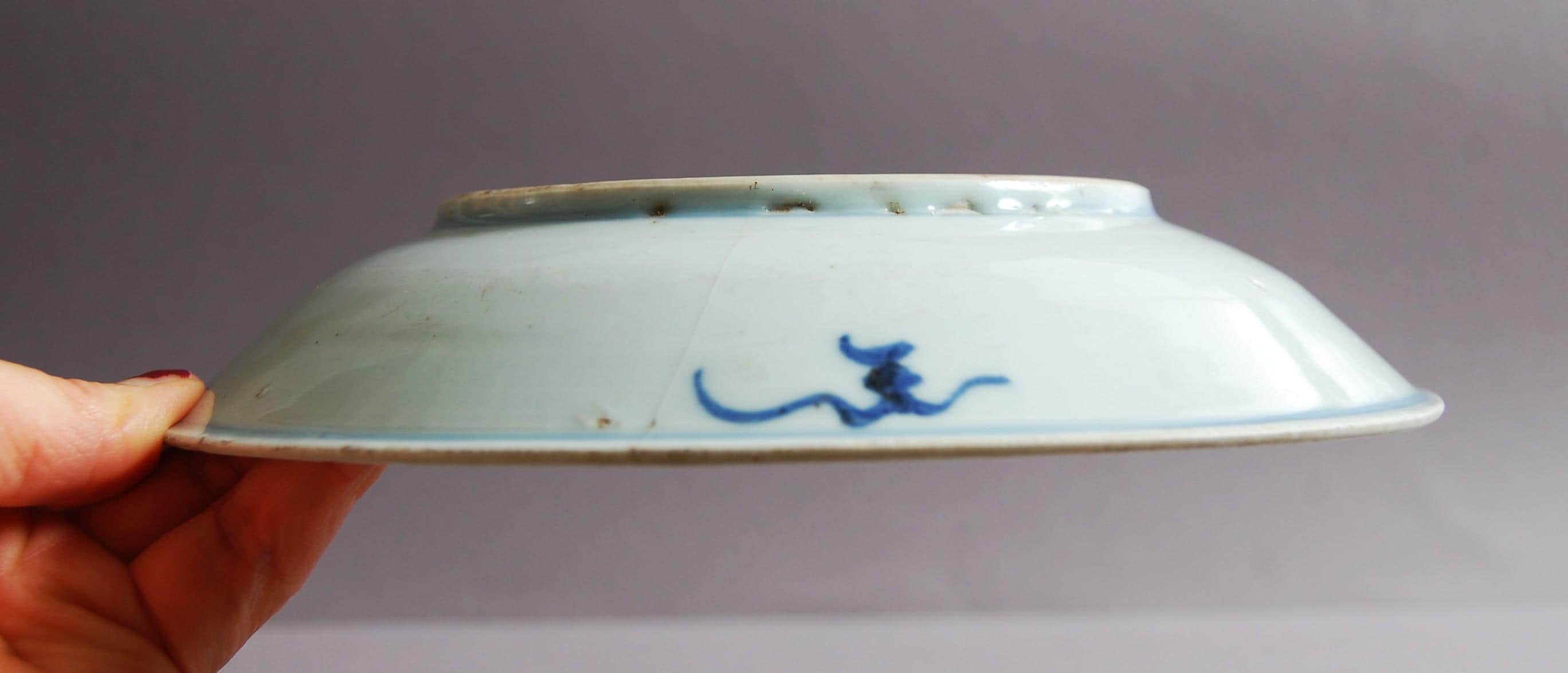 19 世紀、清朝時代の美しい中国の青白磁の皿。1820 年頃、福建省の窯で