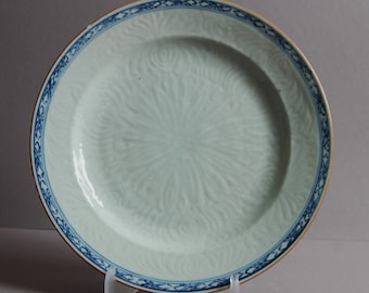 Rare Kangxi Chinese Blue and White Porcelain Plate, Qing Dynasty