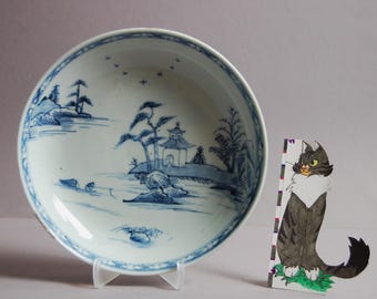 Platillo de porcelana china azul y blanca de Nankín, década de 1750, período Qianlong