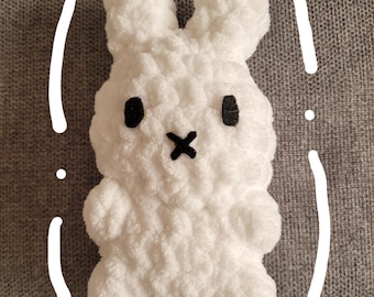 Handmade Crochet Bunny Plushie: White Miffy Style Squishie
