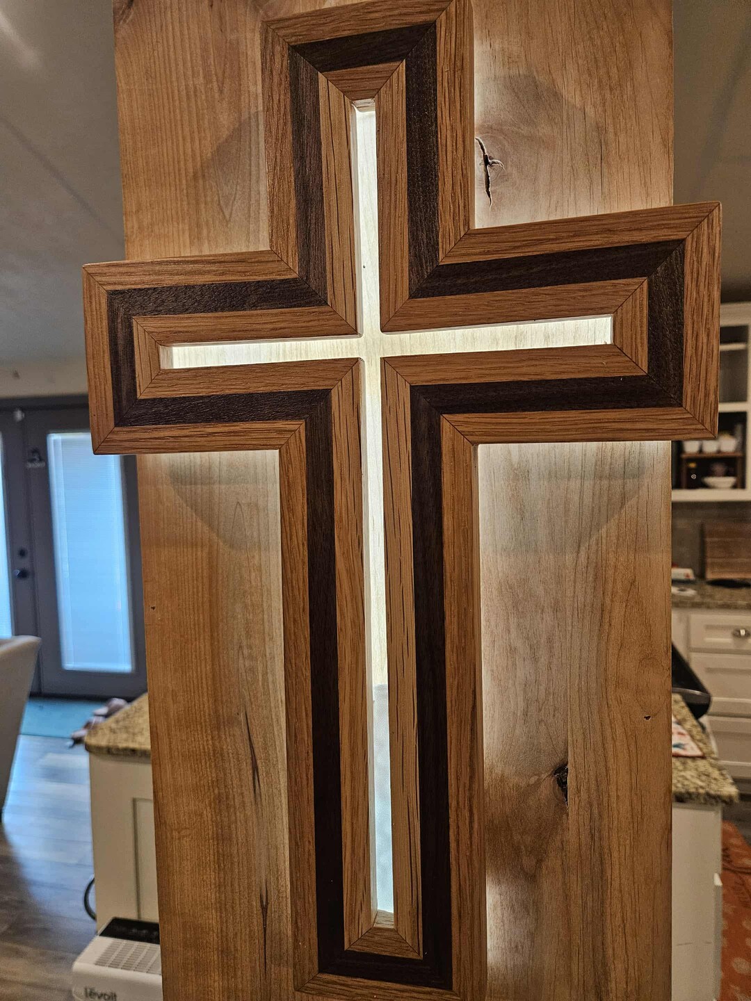 Backlit Layered Hardwood Cross | Rechargeable Lighted Wall Cross ...