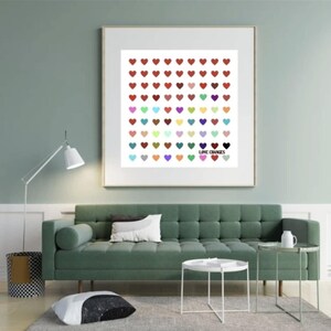 Love Changes – Colourful Heart Wall Art - Digital Download - Symmetrical Abstract Love Print -Square Printable Art - Home Decor