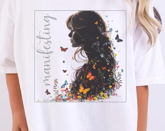 Manifestierendes Schmetterling T-Shirt - Inspirational T-Shirt, Affirmation Tshirt, Geschenk für Träumer, Motivations Shirt, Schmetterling Design, Genz Geschenk