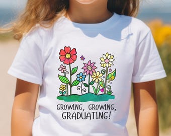 Prek Abschluss-T-Shirt mit bunten Blumen, entzückendes vor-k graduiertes Hemd Geschenk, Vorkindergarten-Abschluss-T-Shirt, Kinderabschluß-T-Shirt