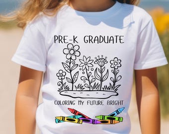 Farbe meiner Zukunft helles Shirt, Floral Pre-K graduierte Malseite T-Shirt, Jahresendefeier, Vorschul-Abschluss, Prek graduierten Geschenk