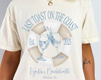 Personalisierte nautische Junggesellinnenabschied passende Shirts, letzter Toast auf der Küste Shirt, Fischer Ästhetik Bach T-Shirts, Küstenstil