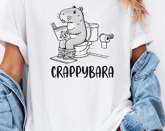 Funny Capybara shirt, Crappybara, Cartoon capybara t-shirt gift for animal lovers, punny tee for capybara fan, comic style capybara top