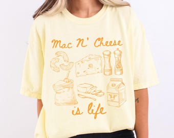 Mac N 'Cheese Liebhaber, Käse Makkaroni Shirt, Käseliebhaber, süßes Lebensmittel Shirt, Retro Foodie Geschenk, Doodle ästhetik tshirt, Comfort Color Foodie
