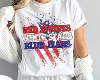 Vaterländisches Sommer-Hemd, T-Shirt mit der amerikanischen Flagge, Rot-Weiß-Blau-T-Shirt, Independenceday Comfort Colors-T-Stück, 4.Juli, All American Country Vibe