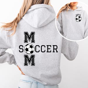 Personalized Soccer Mom Hoodie with sleeve name, player number on front, custom soccer mama shirt, game day soccer sweatshirt