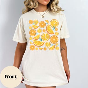 Oranges T-shirt, Citrus splash graphic tee, vibrant fruit tshirt, cottagecore summer fruit shirt, hand-drawn spring fruit comfort colors top