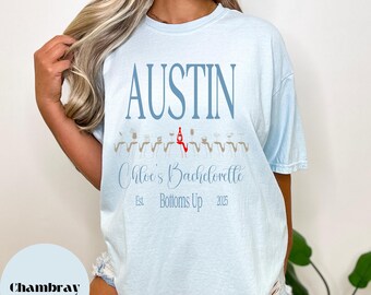 Personalisierte Stiletto Bachelorette Party Passende Shirts, Bottoms Up Shirt, femininer High Heel und Cocktail Bach T-Shirts in rosa