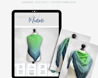 Crochet pattern for a triangular shawl made of yarn - gradient crochet pattern for a shoulder shawl PDF MIAMI | Suitable for beginners [Language: German]