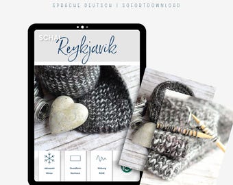 PDF knitting pattern for scarf REYKJAVIK - Beginner-friendly and textured winter scarf ideal for thick yarn [Language: German]