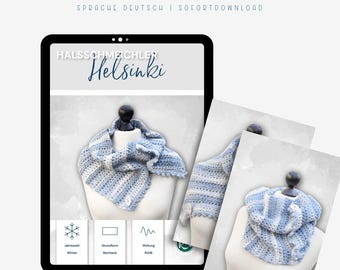 Crochet pattern HELSINKI - simple neck warmer made from chunky yarn [Language: German]