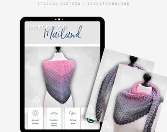 Flat Crochet Shawl MILAN - Crochet an elegant triangular shawl for beginners & advanced crocheters [Language: German]