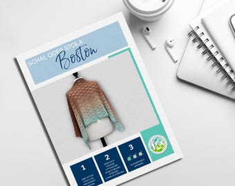 Crochet pattern BOSTON as a printable pattern - Instructions for a modern stole [Language: German]