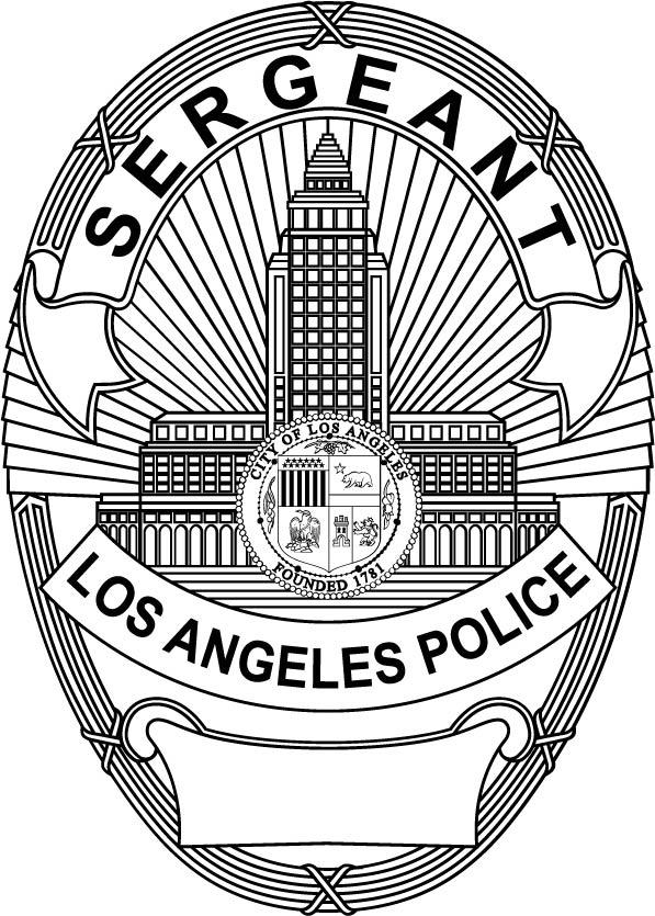 Los Angeles Police Sergeant Badge Vector File, LAPD Badges Engrave