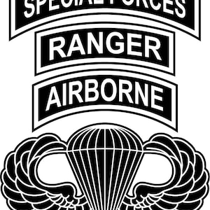 US Special Forces Ranger Airborne Vector File, US Airborne Rockers Laser cut file, Ranger Airborne Laser Engraving file, svg, Cutting File