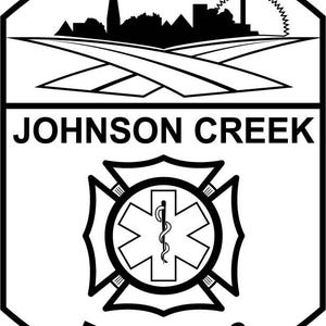 Johnson Creek Fire and EMS, badge, Vector file, black white, Outline, Laser cut file, laser engraving file, vinyl cut file, digital art