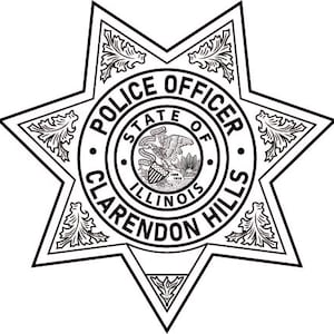 Clarendon Hills IL Police department, Police officer badge, Police officer badges, Police badge, vector file, laser cut file, line art