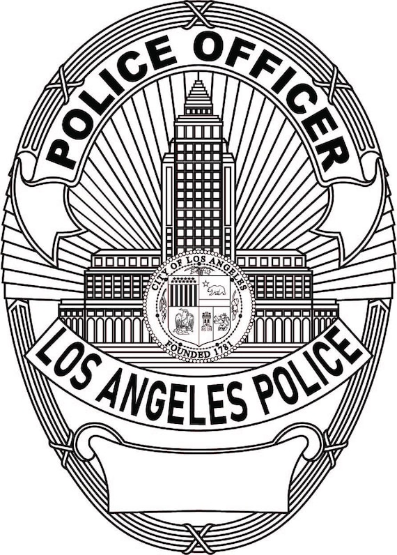 LAPD Officer Badge SVG, Los Angles Police Badge Engrave: Laser Cut