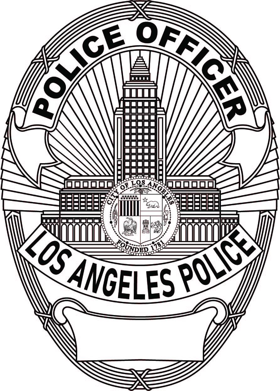 LAPD警官バッジSVG、ロサンゼルス警察バッジ彫刻：レーザーカット
