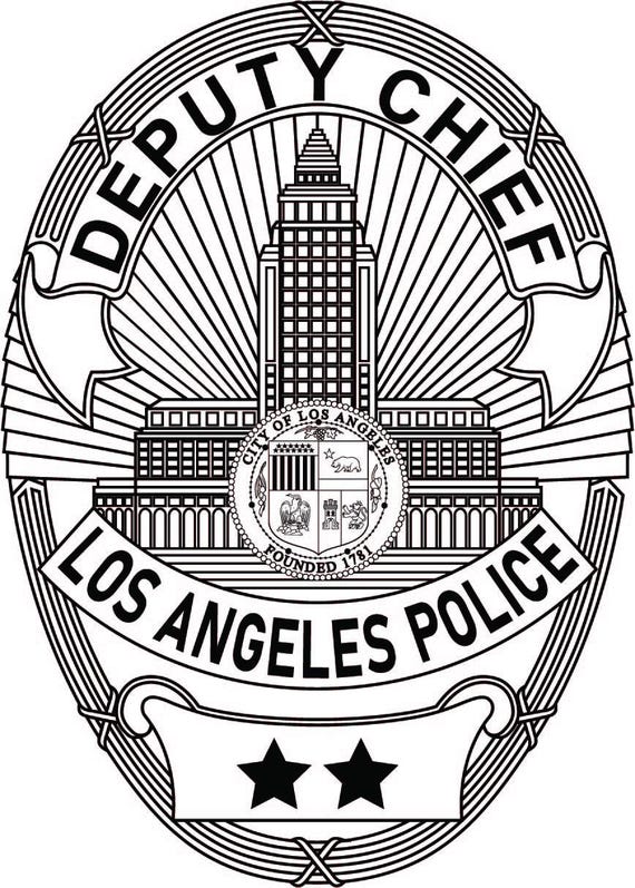 LAPD Deputy Chief Badge Laser Cut File, Los Angeles Police Badge