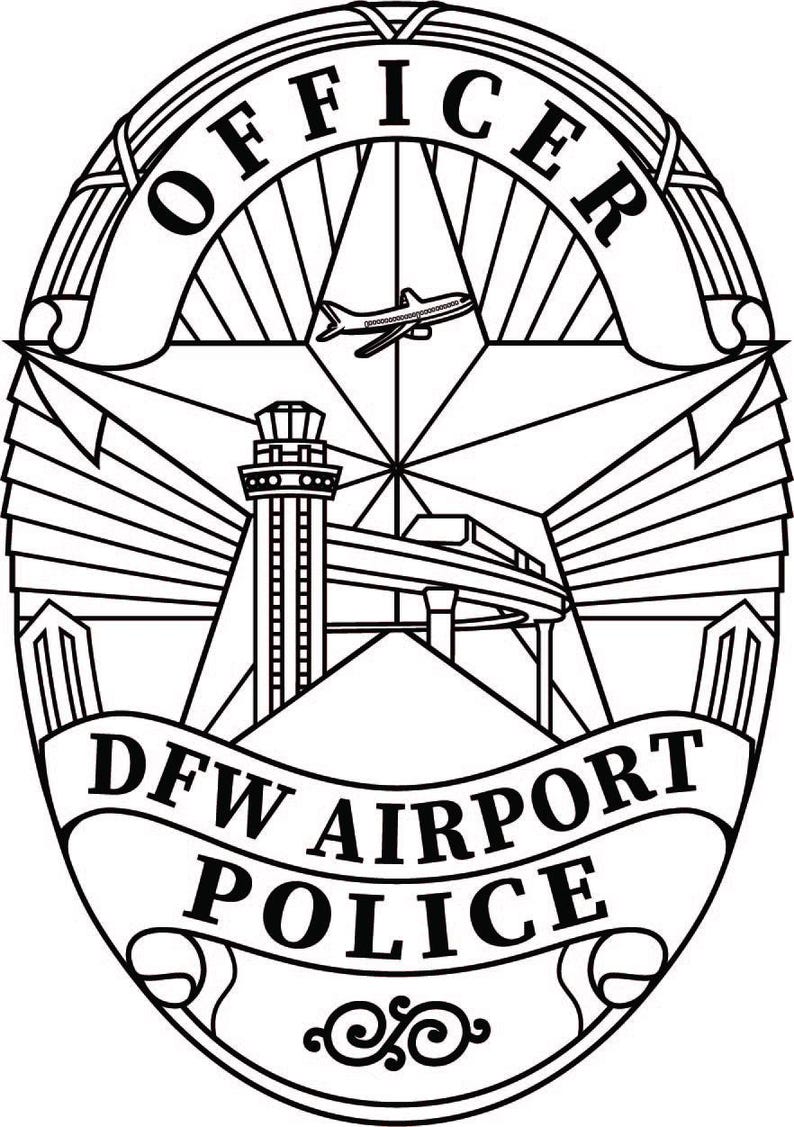 Dfw Airport Badge Example DFW Airport Police Badge, Laser Engraving File (svg, Eps, Dxf, Jpeg ...