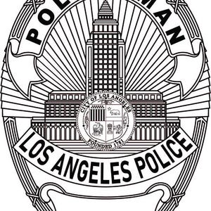ロサンゼルス警察署の警察官のベクターファイル、ロサンゼルス警察署のレーザー彫刻ファイル、SVG、レーザーカットファイル、クリカットファイル、警察バッジ