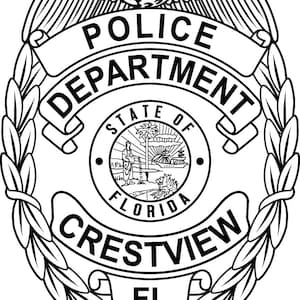 Crestview Citystiftung Florida, Abzeichen, Vektordatei, schwarz weiß, Umriss, Laserschnittdatei, Lasergravurdatei, Vinylschnittdatei