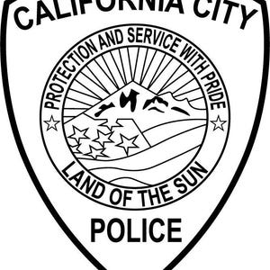 California City Police Badge Land of The Sun, badge, Vector file, black white, Outline, Laser cut file, laser engraving file, vinyl cut file