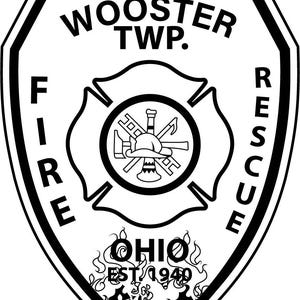 Wooster TWP Ohio Fire Rescue, badge, Vector file, Outline, Laser cut file, wood engraving, laser file, line art, cut file, cnc cut, cricut