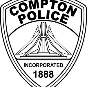 Compton Police, badge, Vector file, black white, Outline, Laser cut file, laser engraving file, vinyl cut file, digital art, cnc router file