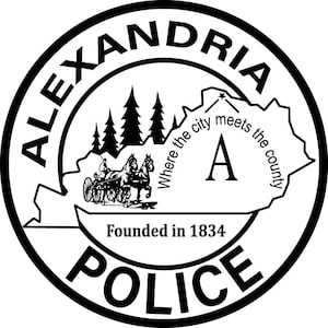 Alexander Police Department badge, Vector file, black white, Outline, Laser cut file, laser engraving file, vinyl cut file, digital art