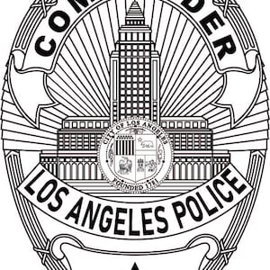 Los angeles Police Department Commander, badge, Vector file, Outline, Laser cut, wood engraving, laser file, line art, cnc cut, cricut file