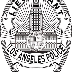 Luitenant van de politie van Los Angeles, politiebadge, vectorbestand, lasergravure, lasergesneden bestand, lasersnijbestand, cricut-bestand, svg