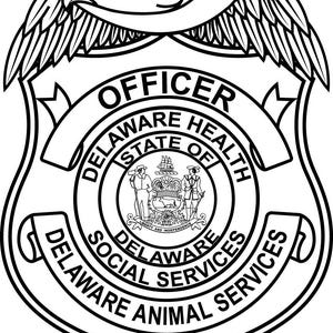 Delaware Health animal service Officer, badge, Vector file, black white, Outline, Laser cut file, laser engraving file, vinyl cut file