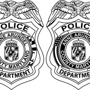 Anne Arundel county MD Police Department, police badge, Vector file, Laser cut file, laser engraving, vinyl file, line art, police badges