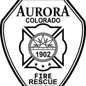 Aurora Fire Rescue badge Vector file black white Outline, Laser cut file, laser engraving file, vinyl cut file, digital art, cnc router file