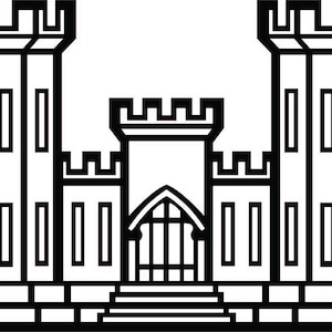 Army Corp Castle Vector file, Army Corp Castle Badge Laser Engraving File, Laser Cut file, Line art, US Army Crops Of Engineers, USACE Badge