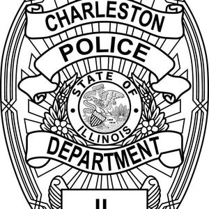 Charleston IL Police Badge Vector File (Engraving)