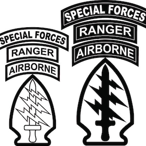 US Army Special Forces Patch with SF and Ranger Tabs Vector file, Army Badge Engravable