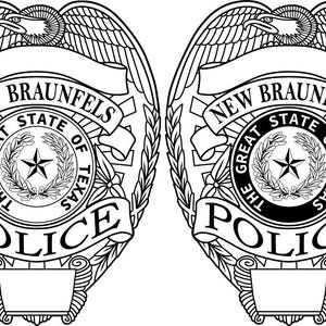 New Braunfels Police Badge Vector File: Laser Cut, Engrave, Vinyl